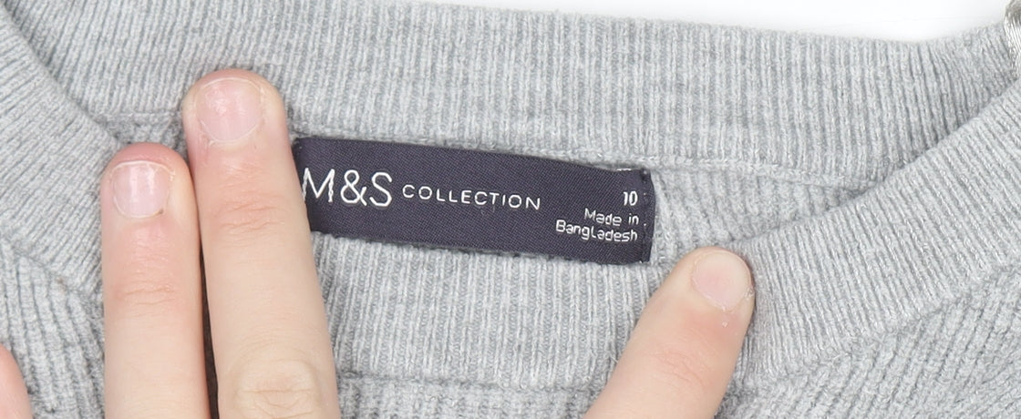 Marks and Spencer Women Grey Crew Neck Long Sleeve Pullover Jumper Size 10