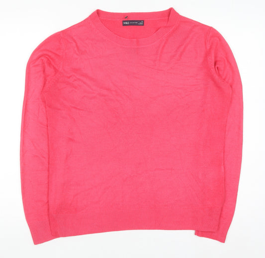 Marks and Spencer Womens Pink Size 12 Crew Neck Acrylic Jumper