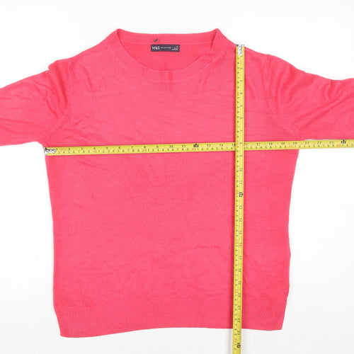 Marks and Spencer Womens Pink Size 12 Crew Neck Acrylic Jumper