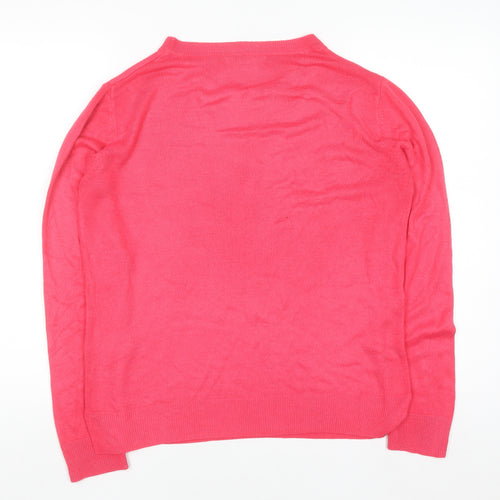 Marks and Spencer Womens Pink Size 12 Crew Neck Acrylic Jumper