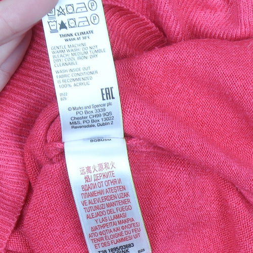 Marks and Spencer Womens Pink Size 12 Crew Neck Acrylic Jumper
