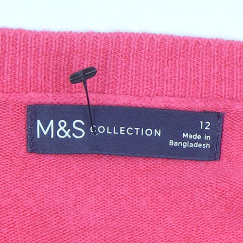 Marks and Spencer Womens Pink Size 12 Crew Neck Acrylic Jumper