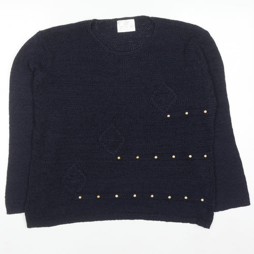 Nightingales LTD Women’s Blue Studded Crew Neck Knit Jumper Size S
