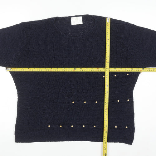 Nightingales LTD Women’s Blue Studded Crew Neck Knit Jumper Size S