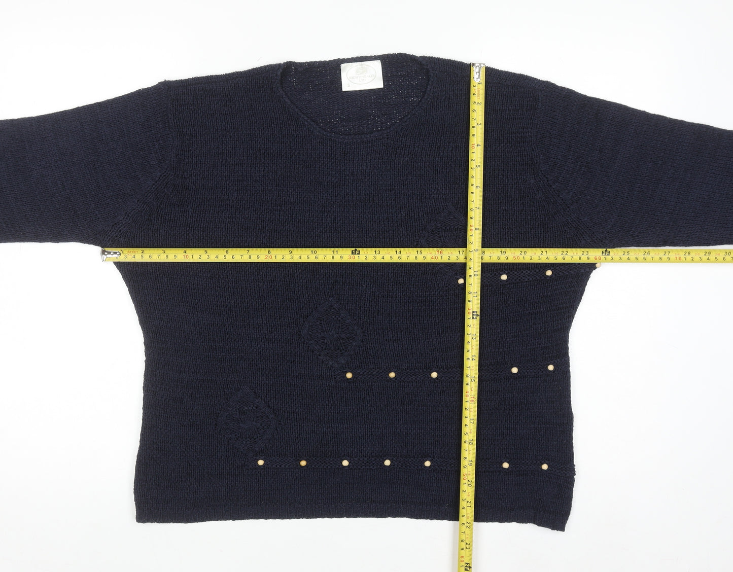 Nightingales LTD Women’s Blue Studded Crew Neck Knit Jumper Size S