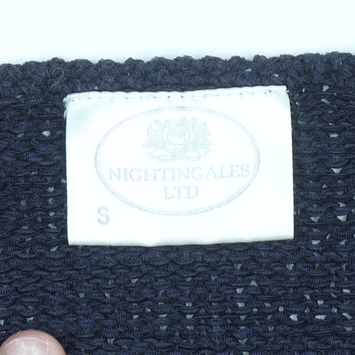 Nightingales LTD Women’s Blue Studded Crew Neck Knit Jumper Size S
