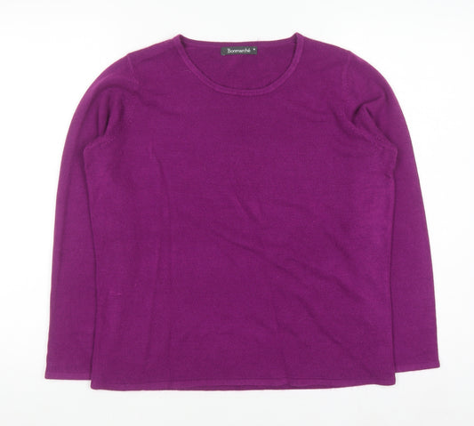 Bonmarché Women's Purple Acrylic Crew Neck Long Sleeve Jumper Size M