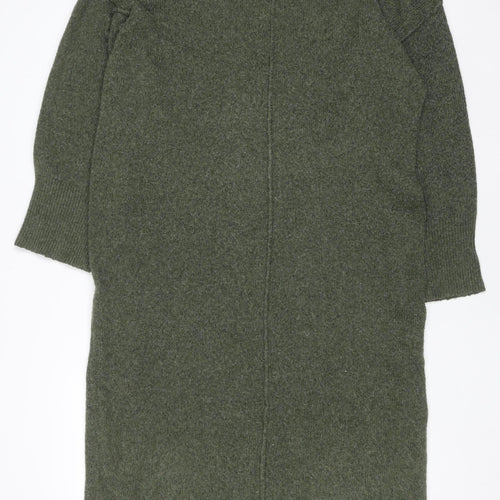 ASOS Design Women Green Knit Jumper Dress Size 12-14 Mock Neck