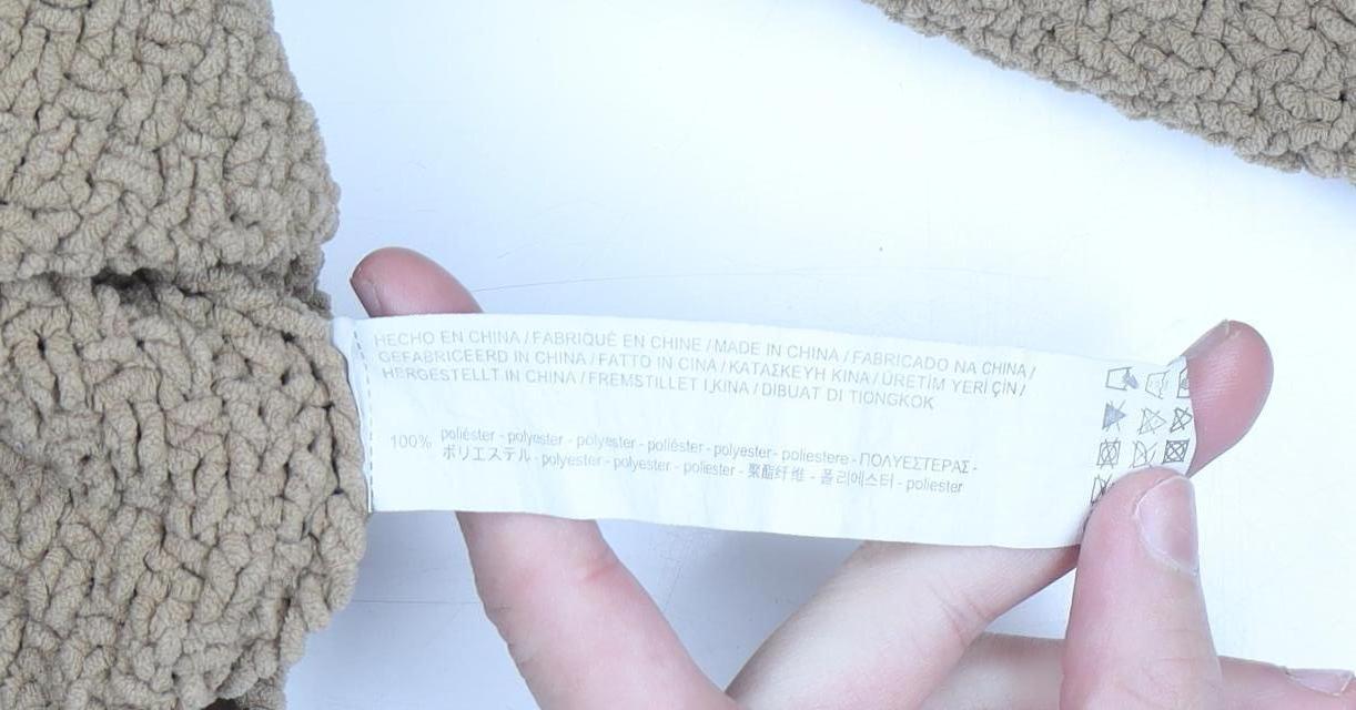 Stradivarius Women Beige Cable-Knit Crew Neck Pullover Jumper L