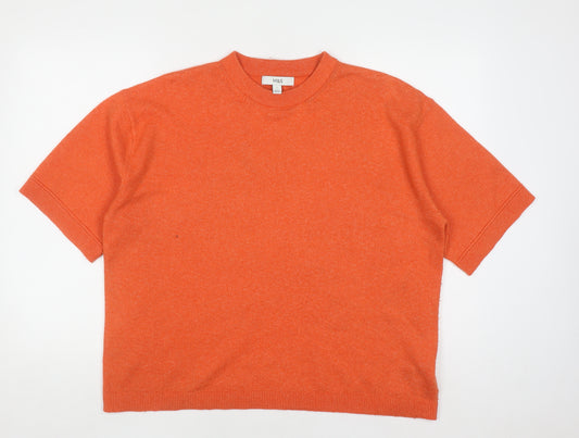 Marks and Spencer Women's Bright Orange Short Sleeve Knit Jumper L