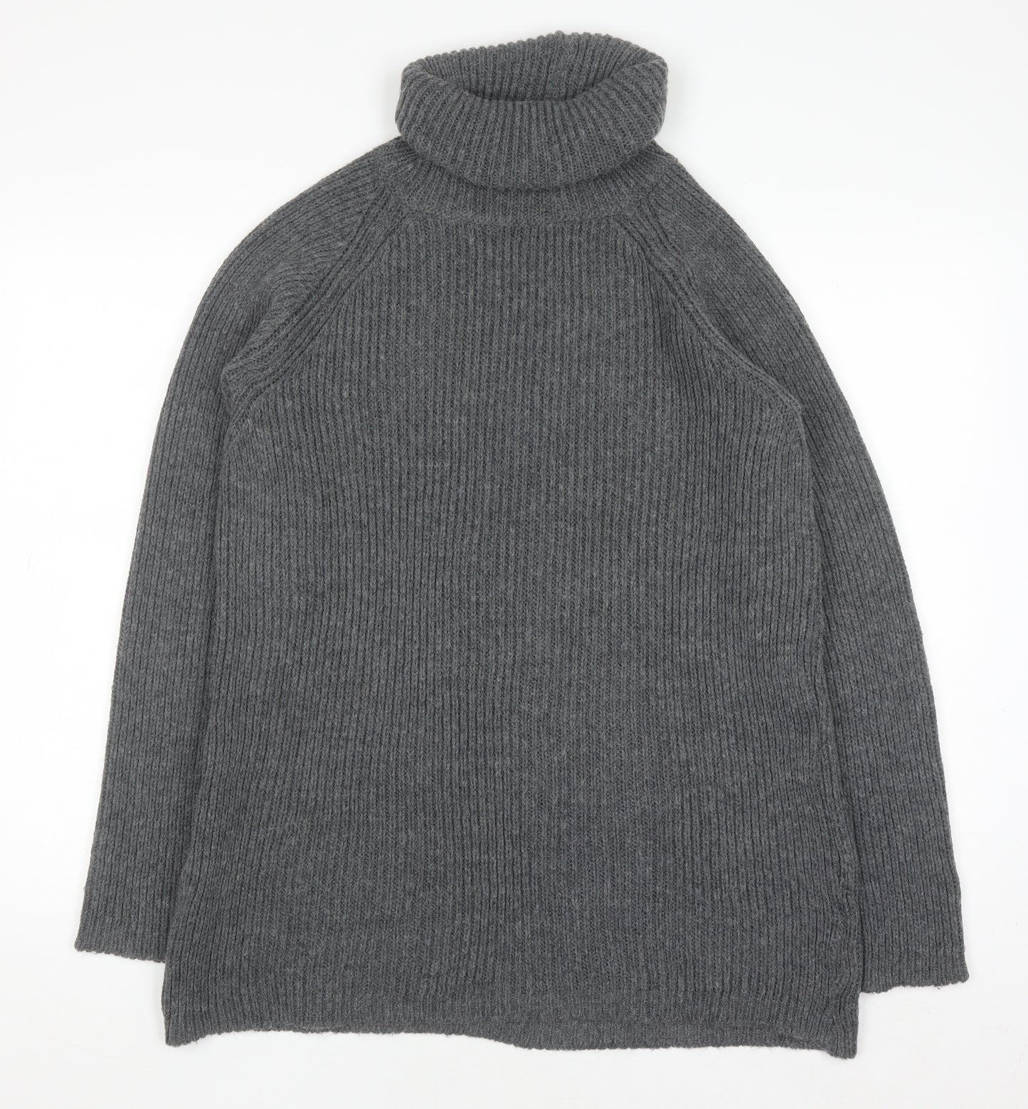 Light Before Dark Womens Grey Roll Neck Chunky Knit Jumper XS