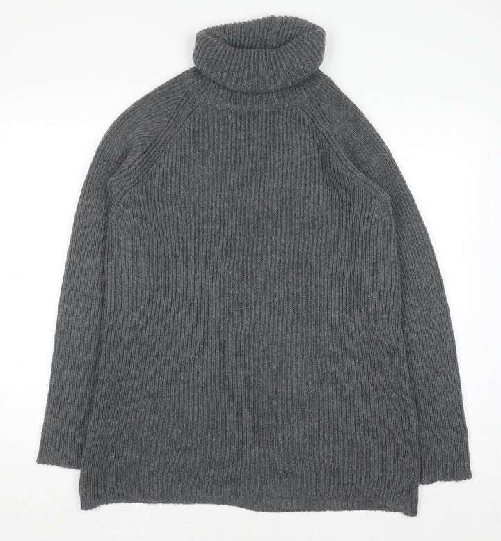Light Before Dark Womens Grey Roll Neck Chunky Knit Jumper XS