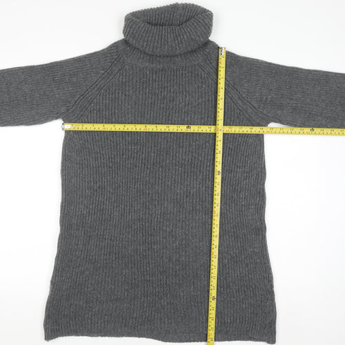 Light Before Dark Womens Grey Roll Neck Chunky Knit Jumper XS