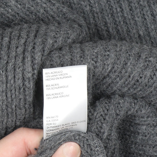 Light Before Dark Womens Grey Roll Neck Chunky Knit Jumper XS