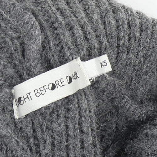 Light Before Dark Womens Grey Roll Neck Chunky Knit Jumper XS