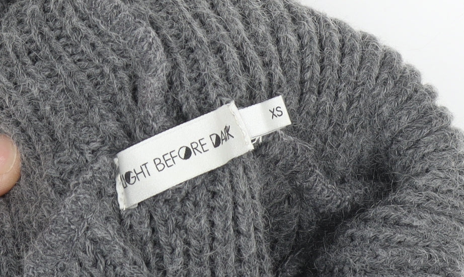 Light Before Dark Womens Grey Roll Neck Chunky Knit Jumper XS