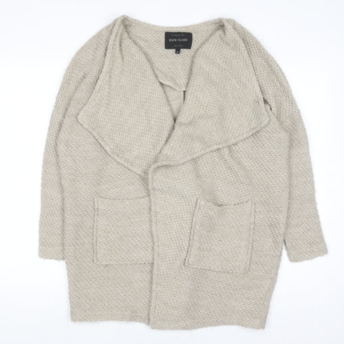 River Island Women Beige Chunky Knit Open Front Cardigan Size 10