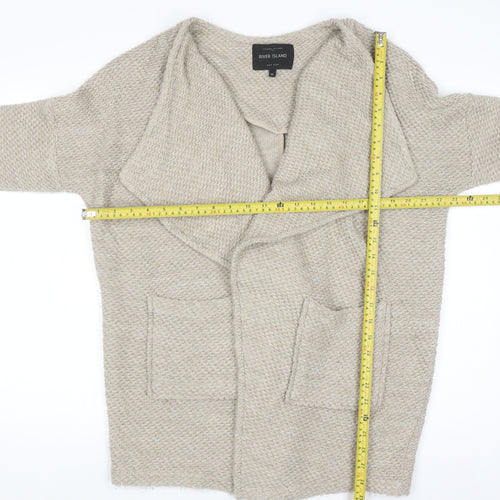 River Island Women Beige Chunky Knit Open Front Cardigan Size 10