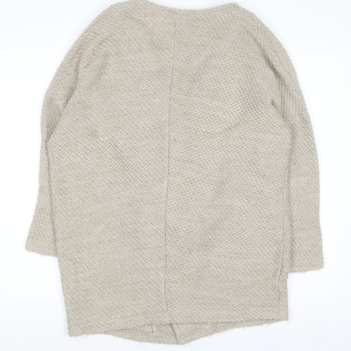 River Island Women Beige Chunky Knit Open Front Cardigan Size 10