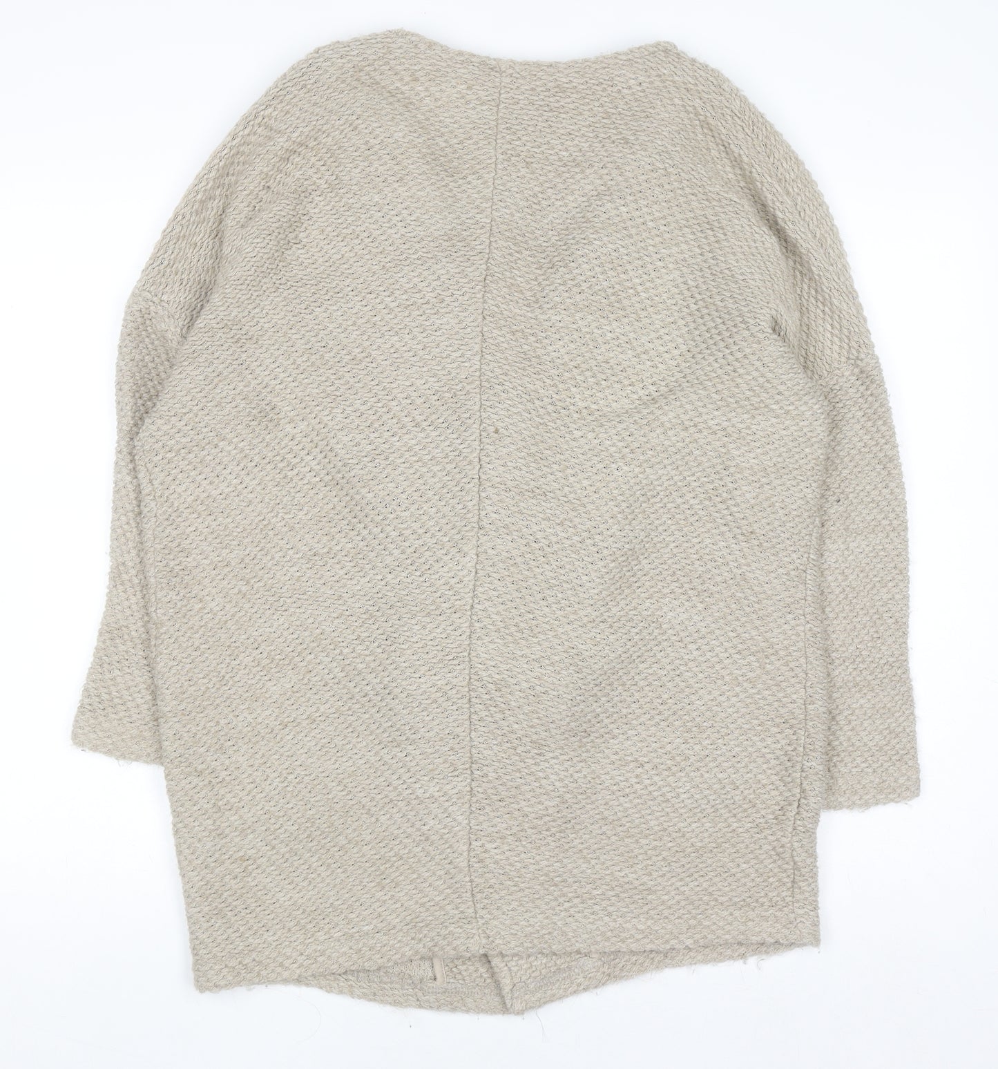 River Island Women Beige Chunky Knit Open Front Cardigan Size 10