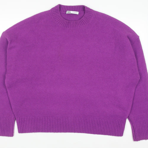 Zara Womens Purple XL Knit Crew Neck Pullover Jumper