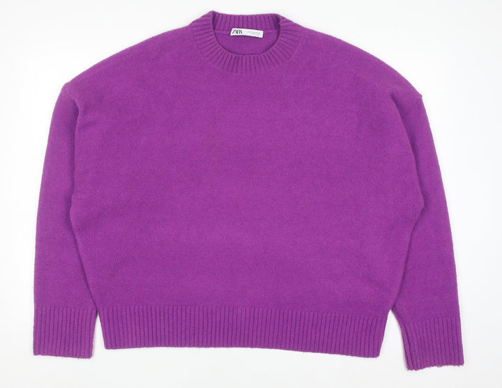 Zara Womens Purple XL Knit Crew Neck Pullover Jumper