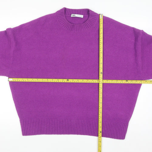 Zara Womens Purple XL Knit Crew Neck Pullover Jumper