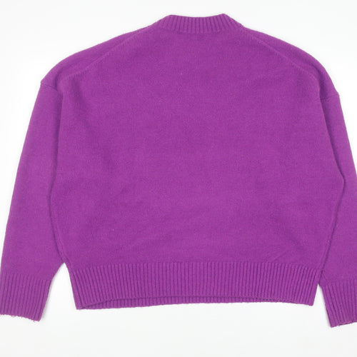 Zara Womens Purple XL Knit Crew Neck Pullover Jumper