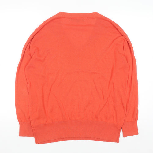 Marks and Spencer Men's Orange Cotton V-Neck Jumper M