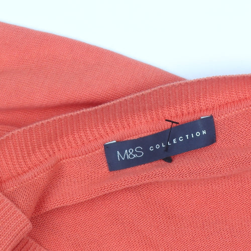 Marks and Spencer Men's Orange Cotton V-Neck Jumper M