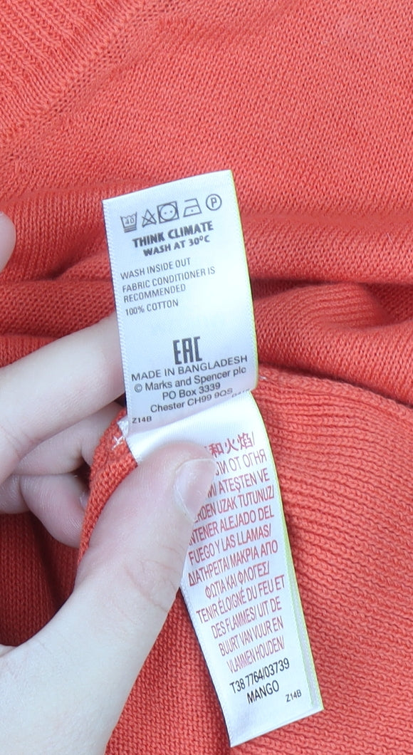 Marks and Spencer Men's Orange Cotton V-Neck Jumper M