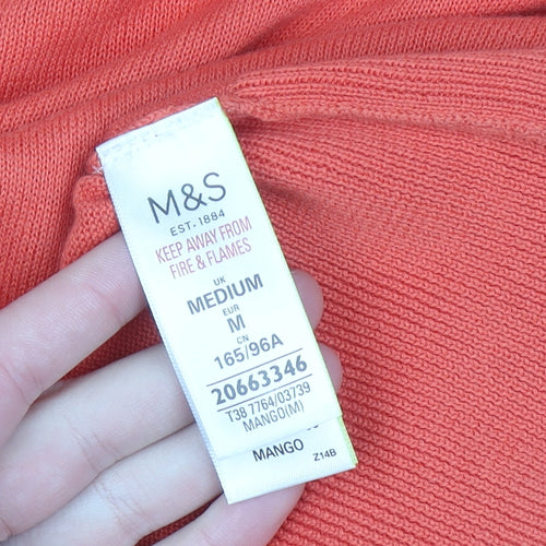 Marks and Spencer Men's Orange Cotton V-Neck Jumper M