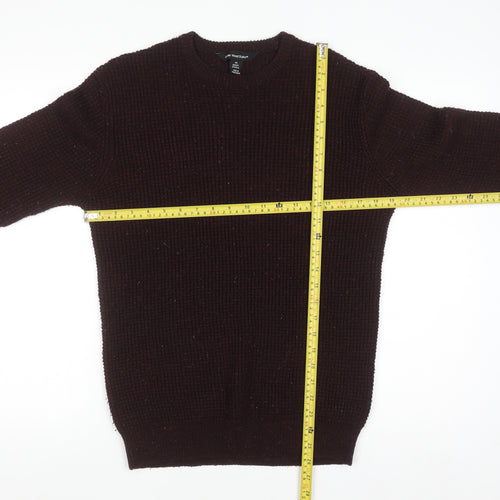 Cedar Wood State Men's Brown Chunky Knit Crew Neck Jumper XS