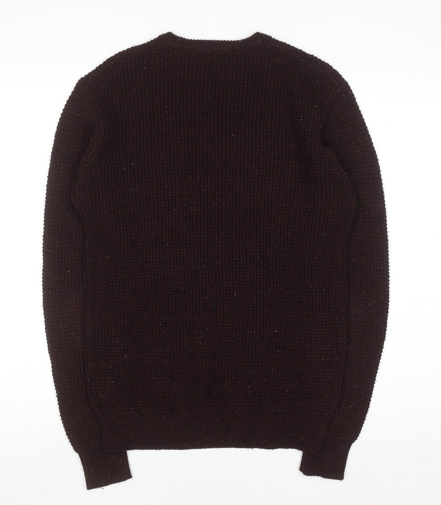 Cedar Wood State Men's Brown Chunky Knit Crew Neck Jumper XS