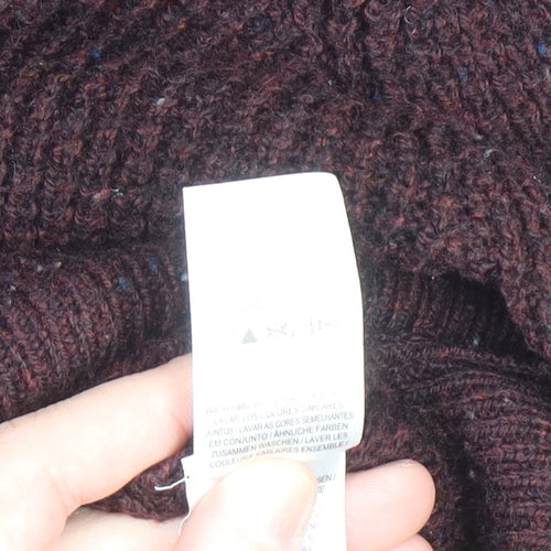 Cedar Wood State Men's Brown Chunky Knit Crew Neck Jumper XS