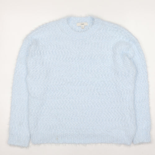 Marks and Spencer Women Blue M Knit Fluffy Pullover Jumper