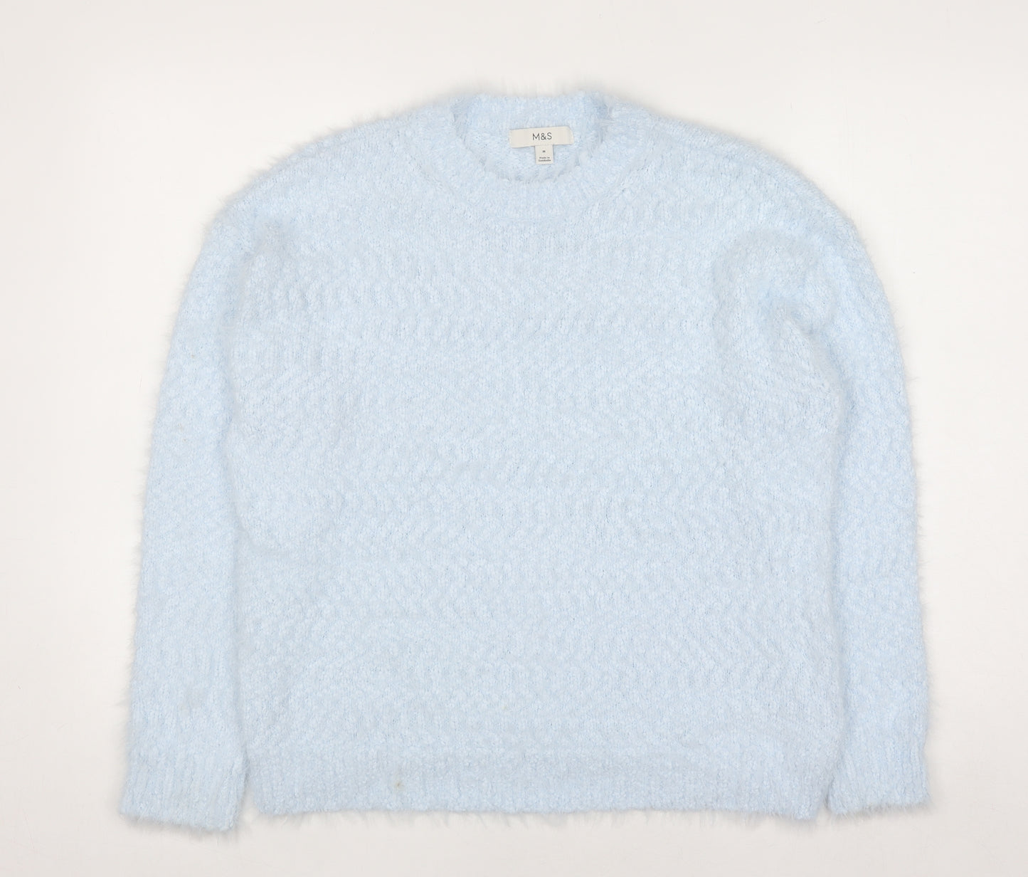 Marks and Spencer Women Blue M Knit Fluffy Pullover Jumper