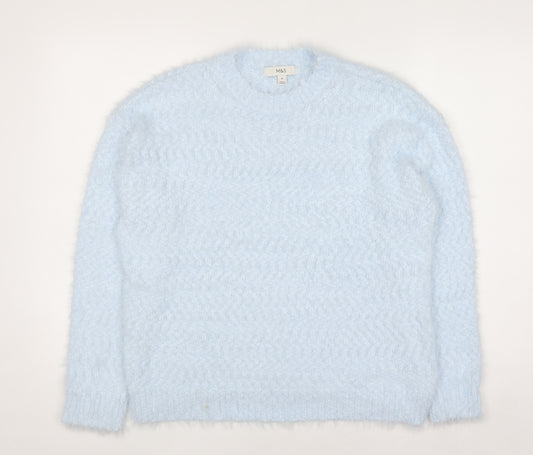 Marks and Spencer Women Blue M Knit Fluffy Pullover Jumper