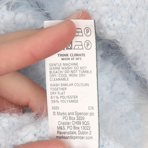 Marks and Spencer Women Blue M Knit Fluffy Pullover Jumper