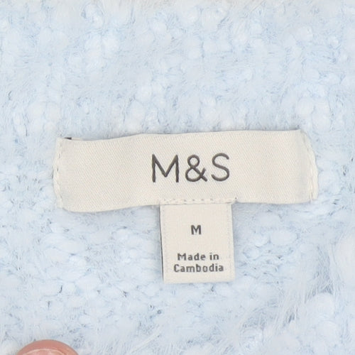 Marks and Spencer Women Blue M Knit Fluffy Pullover Jumper