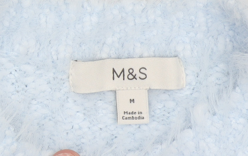 Marks and Spencer Women Blue M Knit Fluffy Pullover Jumper