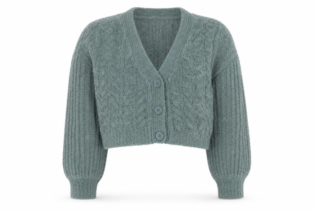 Urban Outfitters Women Green Chunky Knit V-Neck Cardigan M