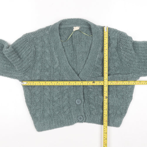 Urban Outfitters Women Green Chunky Knit V-Neck Cardigan M