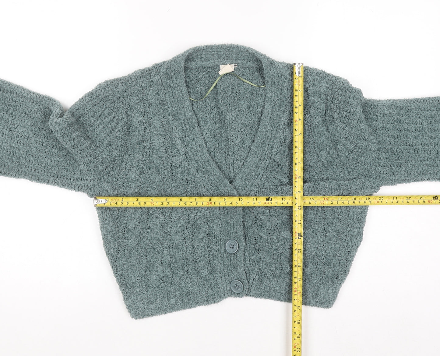 Urban Outfitters Women Green Chunky Knit V-Neck Cardigan M