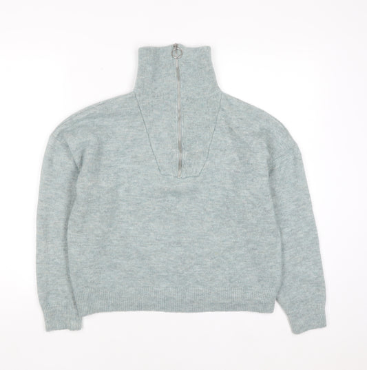 Golddigga Women’s Grey High Neck Half Zip Knit Jumper Size 14