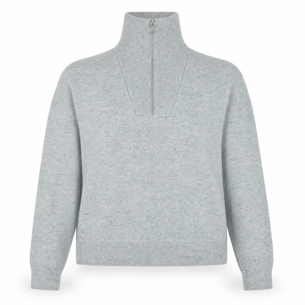 Golddigga Women’s Grey High Neck Half Zip Knit Jumper Size 14