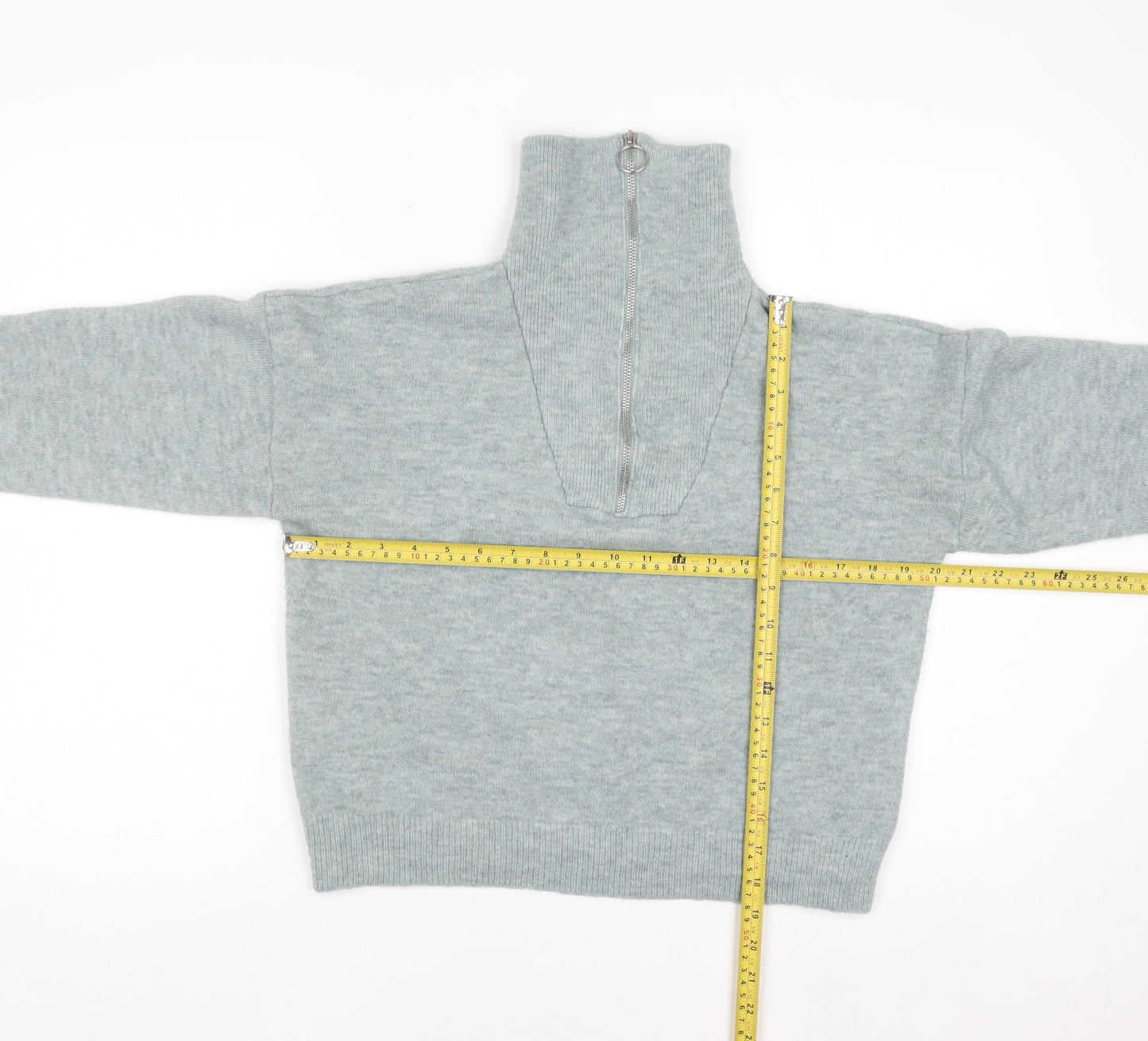 Golddigga Women’s Grey High Neck Half Zip Knit Jumper Size 14