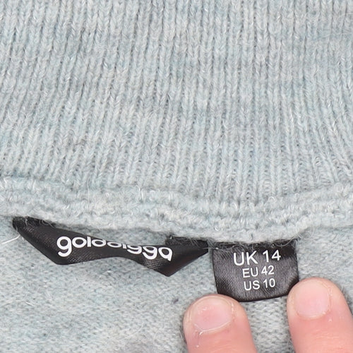Golddigga Women’s Grey High Neck Half Zip Knit Jumper Size 14