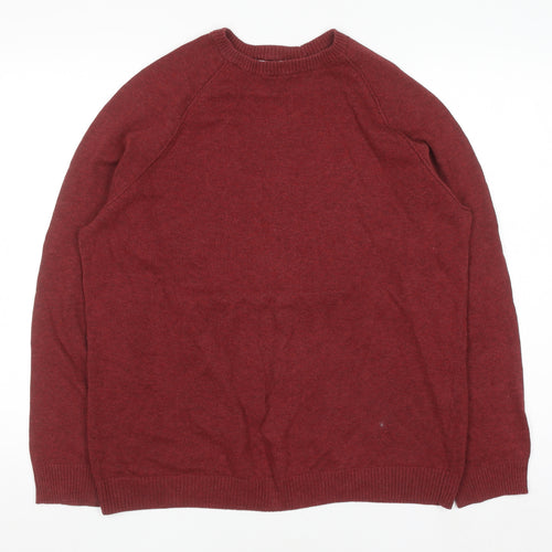 Cotton Traders Men's Brick Red Cotton Crew Neck Jumper Size M