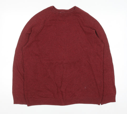 Cotton Traders Men's Brick Red Cotton Crew Neck Jumper Size M